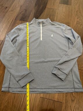 NWOT johnnie-O Men's Large Striped PREP-FORMANCE 1/4 Zip Pullover Golf Gray